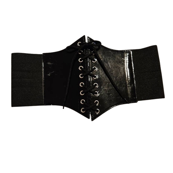 Black Lace-Up Corset Belt  waist 26"-32" - Picture 1 of 8